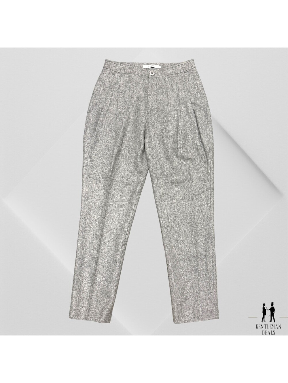 7115 By Szeki Wool Blend Pleated Straight Leg Dress Pants Gray Women’s M Flannel